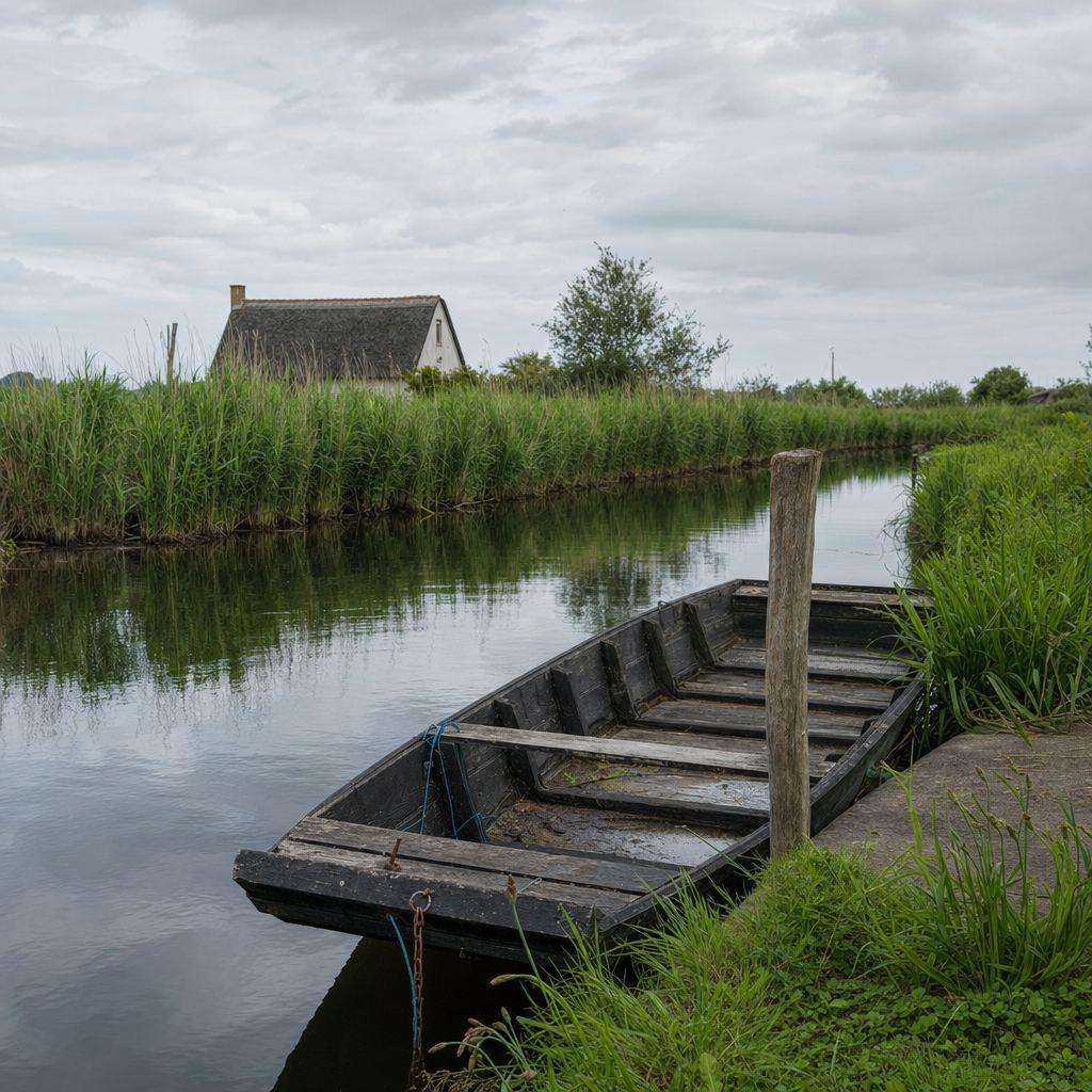 Marais de la Brière près de Saint-André-des-Eaux — chaland traditionnel sur canal — VTC By DiDy