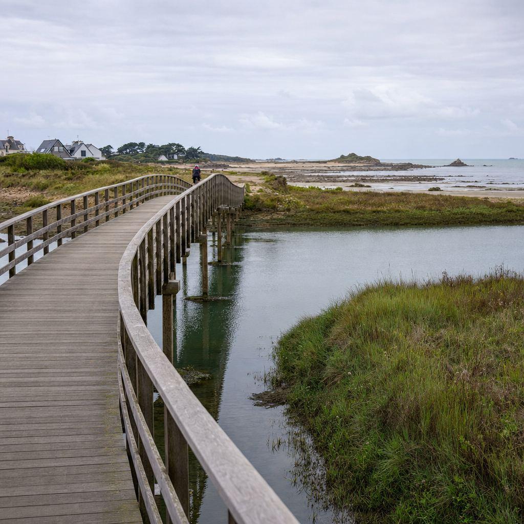 Passerelle piétonne du Pouliguen vers Le Croisic et plage de Penchâteau — VTC Presqu'île Guérandaise
