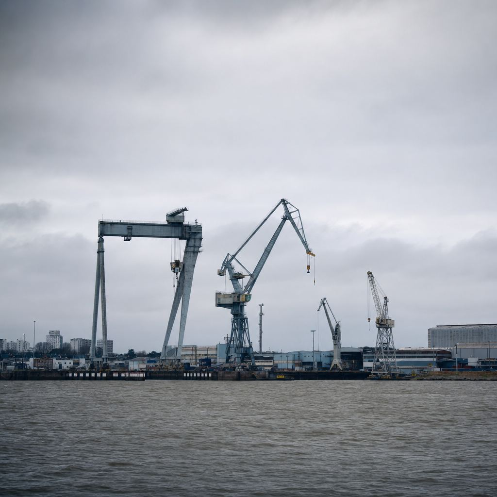 Chantiers de l'Atlantique à Saint-Nazaire — grues industrielles — VTC professionnel Côte de Jade